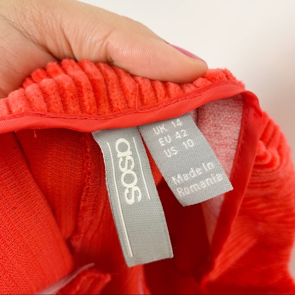 Asos Wide Leg Flare Chenille Hi Rise Pants - Picture 8 of 8